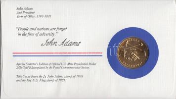 Amerikai Egyesült Államok 1983. 2. elnök "John Adams" aranyozott emlékérem érmés bélyeges ...