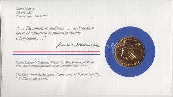 Amerikai Egyesült Államok 1983. 5. elnök "James Monroe" aranyozott emlékérem érmés bélyege...