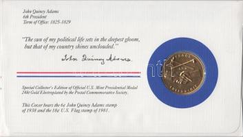 Amerikai Egyesült Államok 1983. 6. elnök "John Quincy Adams" aranyozott emlékérem érmés bé...