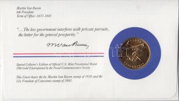 Amerikai Egyesült Államok 1983. 8. elnök "Martin Van Buren" aranyozott emlékérem érmés bél...