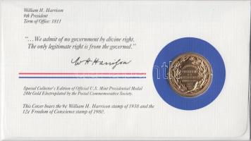 Amerikai Egyesült Államok 1984. 9. elnök "William H. Harrison" aranyozott emlékérem érmés ...