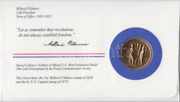 Amerikai Egyesült Államok 1984. 13. elnök "Millard Fillmore" aranyozott emlékérem érmés bé...