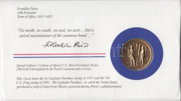 Amerikai Egyesült Államok 1983. 14. elnök "Franklin Pierce" aranyozott emlékérem érmés bél...