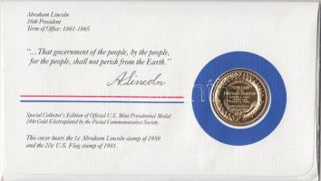 Amerikai Egyesült Államok 1983. 16. elnök "Abraham Lincoln" aranyozott emlékérem érmés bél...