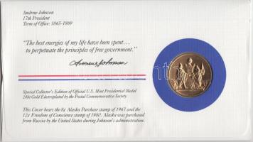Amerikai Egyesült Államok 1983. 17. elnök "Andrew Johnson" aranyozott emlékérem érmés bély...