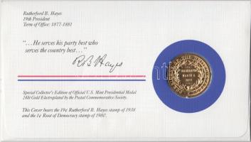 Amerikai Egyesült Államok 1983. 19. elnök "Rutherford B. Hayes" aranyozott emlékérem érmés...