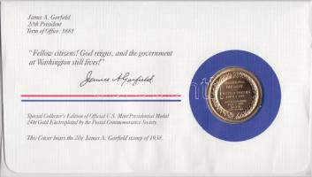 Amerikai Egyesült Államok 1983. 20. elnök "James A. Garfield" aranyozott emlékérem érmés b...