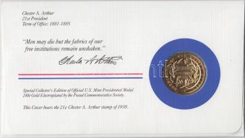 Amerikai Egyesült Államok 1984. 21. elnök "Chester A. Arthur" aranyozott emlékérem érmés b...