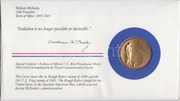 Amerikai Egyesült Államok 1984. 25. elnök "William McKinley" aranyozott emlékérem érmés bé...