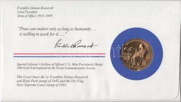 Amerikai Egyesült Államok 1984. 32. elnök "Franklin Delano Roosevelt" aranyozott emlékérem...