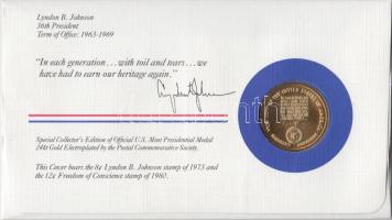 Amerikai Egyesült Államok 1983. 36. elnök "Lyndon B. Johnson" aranyozott emlékérem érmés b...