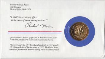 Amerikai Egyesült Államok 1984. 37. elnök "Richard Milhous Nixon" aranyozott emlékérem érm...