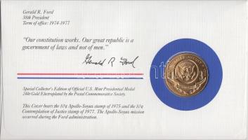 Amerikai Egyesült Államok 1983. 38. elnök "Gerald R. Ford" aranyozott emlékérem érmés bély...