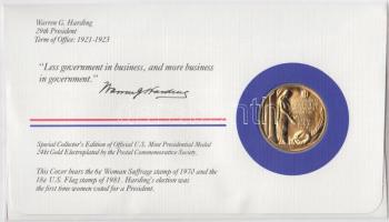 Amerikai Egyesült Államok 1983. 29. elnök "Warren G. Harding" aranyozott emlékérem érmés b...
