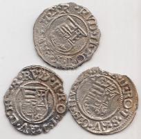 1577/1584/1588 Denár Ag "Rudolf" (3x) T:2,2- ki