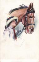 Horse and lady, artist signed (b)