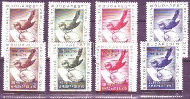 1951-1952 Bélyegkiállítás Budapest 8db levélzáró (felülnyomat)