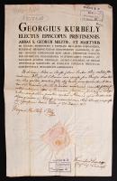 1807/1808 2db egyházi okirat Kurbély György (1755-1821) megyéspüspök és Kovalik János (1770-1821) ké...