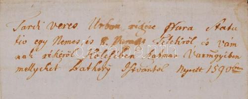 1590 A leleszi prépostság által kiállított birtokba iktató levél. A Kölcse faluban élő Vörös Orbán f...