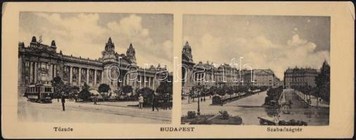 Budapest V. Tőzsdepalota, Szabadság tér, kisméretű képeslap (18 x 7 cm) (EK)