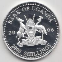 Uganda 2006. 2000Sh Ag "A labdarúgás halhatatlanjainak csarnoka - Anglia 1960-as évek" T:PP tanúsítvánnyal Uganda 2006. 2000 Shilling Ag "Hall of Fame of football - England 1960s" C:PP