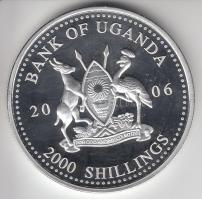 Uganda 2006. 2000Sh Ag "A labdarúgás halhatatlanjainak csarnoka - Brazília 1980-as évek" T...