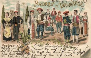 1898 Dalmácia, Dalmacija; folklore, litho