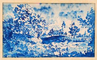 Varga Vass György:Tájkép. Akvarell. Jelzett. Üvegezett keretben. 50x40 cm