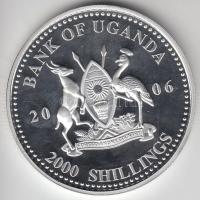 Uganda 2006. 2000Sh Ag "A labdarúgás halhatatlanjainak csarnoka - Anglia 1970-es évek" T:P...