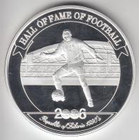 Uganda 2006. 2000Sh Ag "A labdarúgás halhatatlanjainak csarnoka - Libéria 1990-es évek" T:PP tanúsítvánnyal Uganda 2006. 2000 Shilling Ag "Hall of Fame of football - Liberia 1990s" C:PP