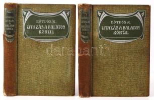 Eötvös Károly: Utazás a Balaton körül I-II. Bp., 1908, Révai Testvérek. Kiadói, szecessziós egészvászon kötésben, kissé viseltes állapotú (gerincen szakadások, a lapok itt-ott foltosak)