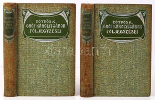 Eötvös Károly: Gróf Károlyi Gábor följegyzései I-II. Bp., 1904, Révai Testvérek. Kiadói, szecessziós egészvászon kötésben, kissé viseltes állapotú (gerincen szakadások, a lapok itt-ott foltosak)