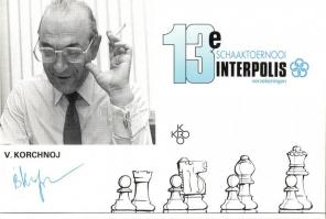 13e Schaaktoernooi Interpolis / chess tournament - 10 unused cards with chess players, printed signatures