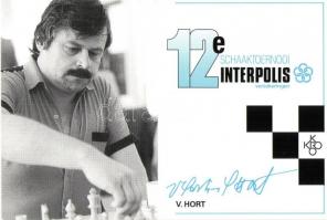 13e Schaaktoernooi Interpolis / chess tournament - 10 unused cards with chess players, printed signa...
