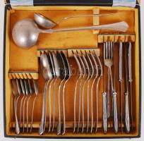 Krupp Berndorf, Wellner, alpakka készlet vegyesen, egy kés hiányzik, a doboz sérült, 35×35 cm,