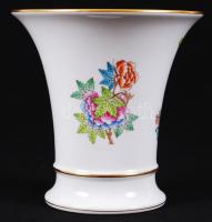 Herendi virág  mintás váza, kézzel festett, jelzett, hibátlan, m:14 cm, d:14 cm/ Herend Victoria vase in flawless condition