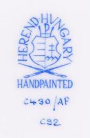 Herendi Apponyi mintás váza, kézzel festett, jelzett, hibátlan, m:14 cm, d:14 cm