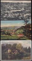 3 db régi osztrák városképes lap: Baden bei Wien Bienenburg, Judenburg, Kremsmünster / 3 old Austrian postcards