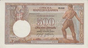 Jugoszlávia 1929. 100D + 1942. 500D T:I-(egyiken enyhe hajlás)
Yogoslavia 1929. 100 Dianara + 1942. ...