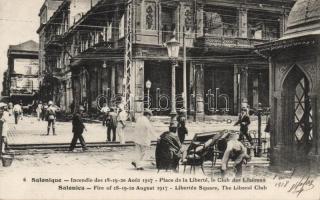Thessaloniki, Salonique; Libertée square, the Liberal club; fire of 18-19-20 August 1917