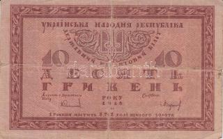 Ukrajna 1918. 10H + 1919. 10K T:III
Ukraine 1918. 10 Hryven + 1919. 10 Karbovantsiv C:F