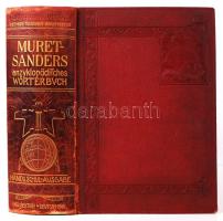 Muret-Sanders Enzyklopädisches Englisch-Deutsches und Deutsch-Englisches Wörterbuch. Hand- und Schulausgabe. Berlin-Schöneberg, (1908), Langenscheidtsche Verlagsbuchhandlung. Kiadói, dombornyomott, szecessziós, aranyozott gerincű félbőr kötésben, egybekötve (a gerincen szakadás, a sarkok kopottak, egyébként jó állapotú) /  Bound in onw, art nouveau gold plated half-leather binding (fault on spine and on corners, otherwise good condition)