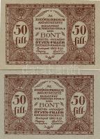 1920. "Amatőrök Forgalmi Szövetkezete" 50f (2x) klf színárnyalatú papíron T:I