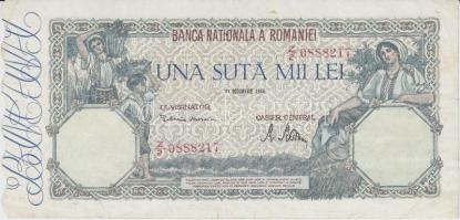 Románia 1945-1947. 100.000L T:III Romania 1945-1947. 100.000 Lei C:F