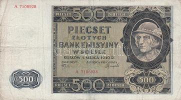 Lengyelország 1940. 500Zl T:III Poland 1940. 500 Zlotych C:F