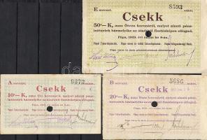 1919. Pápa 10K + 20K + 50K 3 klf db T:II