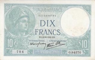 Franciaország 1941. 10Fr T:II France 1941. 10 Francs C:XF