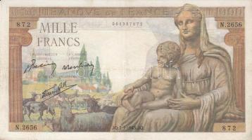 Franciaország 1943. 1000Fr T:III(szép papír) France 1943. 1000 Francs C:F(nice paper)