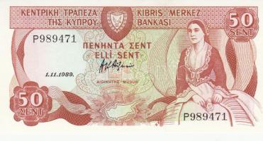 Ciprus 1989. 50c T:I Cyprus 1989. 50 Cents C:UNC