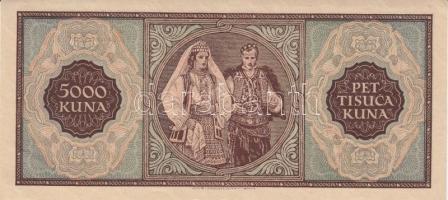 Horvátország 1943. 5000K sorszámkövető (2x) T:I-
Croatia 1943. 5000 Kuna sequential serials (2x) C:A...